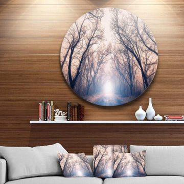 Mysterious Sunlight in Forest - Landscape Circle Metal Wall Decor
